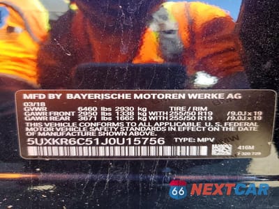 Zdjęcie 14 z 14 samochodu: 2018 BMW X5 XDRIVE50I VIN:5UXKR6C51J0U15756 - miniatura