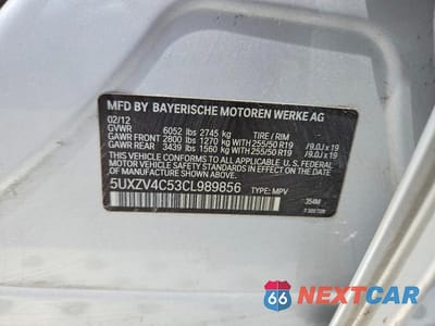 Zdjęcie 12 z 12 samochodu: 2012 BMW X5 XDRIVE35I VIN:5UXZV4C53CL989856 - miniatura
