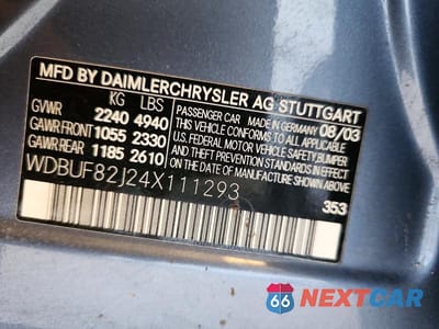 Zdjęcie 12 z 12 samochodu: 2004 MERCEDES-BENZ E 320 4MATIC VIN:WDBUF82J24X111293 - miniatura