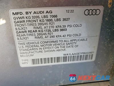 Zdjęcie 13 z 13 samochodu: 2023 AUDI E-TRON PREMIUM PLUS VIN:WA1LAAGE7PB022801 - miniatura