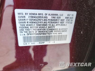 Zdjęcie 13 z 13 samochodu: 2015 HONDA PILOT LX VIN:5FNYF3H26FB027531 - miniatura