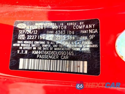 Zdjęcie 13 z 13 samochodu: 2013 HYUNDAI GENESIS COUPE 2.0T VIN:KMHHT6KD8DU090165 - miniatura