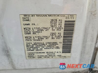 Zdjęcie 13 z 13 samochodu: 2021 NISSAN NV 1500 SV VIN:1N6BF0KM6MN806745 - miniatura