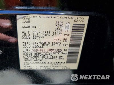 Zdjęcie 14 z 14 samochodu: 2020 NISSAN MURANO SV VIN:5N1AZ2BS5LN135000 - miniatura