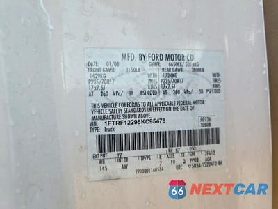 Zdjęcie 12 z 12 samochodu: 2008 FORD F150 VIN:1FTRF12298KC95478 - miniatura