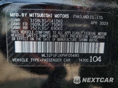 Zdjęcie 12 z 12 samochodu: 2023 MITSUBISHI MIRAGE G4 ES VIN:ML32FUFJXPHF05480 - miniatura
