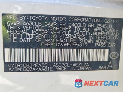 Zdjęcie 13 z 13 samochodu: 2017 LEXUS IS 200T VIN:JTHBA1D23H5055319 - miniatura