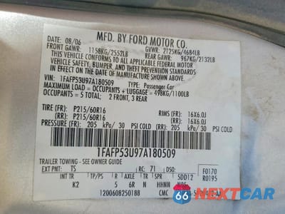 Zdjęcie 13 z 13 samochodu: 2007 FORD TAURUS SE VIN:1FAFP53U97A180509 - miniatura