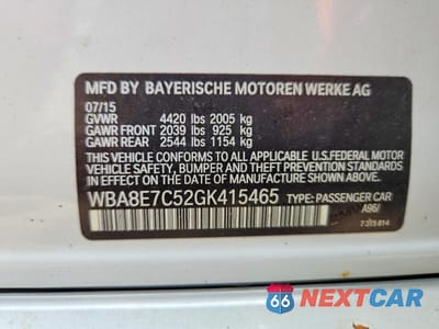 Zdjęcie 13 z 13 samochodu: 2016 BMW 328 I VIN:WBA8E7C52GK415465 - miniatura