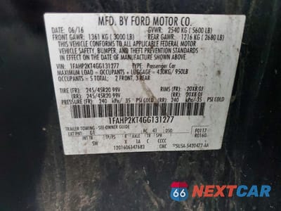 Zdjęcie 12 z 12 samochodu: 2016 FORD TAURUS SHO VIN:1FAHP2KT4GG131277 - miniatura