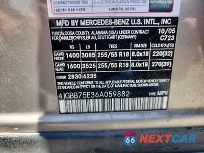 Zdjęcie 13 z 13 samochodu: 2006 MERCEDES-BENZ ML 500 VIN:4JGBB75E36A059882 - miniatura