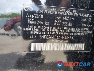 Zdjęcie 12 z 12 samochodu: 2019 HYUNDAI SONATA SEL VIN:5NPE34AF4KH733665 - miniatura