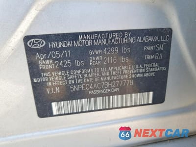 Zdjęcie 12 z 12 samochodu: 2011 HYUNDAI SONATA SE VIN:5NPEC4AC7BH277778 - miniatura