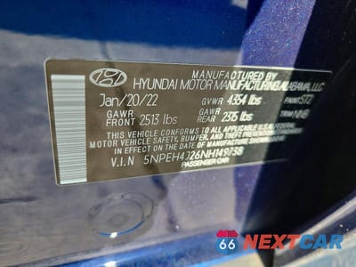 Zdjęcie 12 z 12 samochodu: 2022 HYUNDAI SONATA LIMITED VIN:5NPEH4J26NH149738 - miniatura