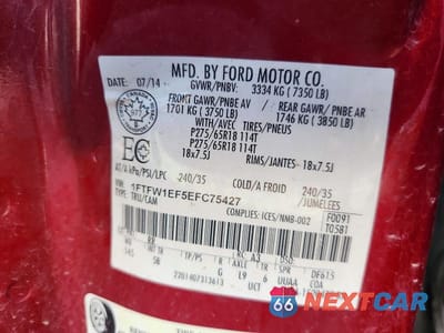 Zdjęcie 12 z 12 samochodu: 2014 FORD F150 SUPERCREW VIN:1FTFW1EF5EFC75427 - miniatura