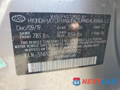 Zdjęcie 12 z 12 samochodu: 2020 HYUNDAI ELANTRA SEL VIN:5NPD84LF9LH572922 - miniatura