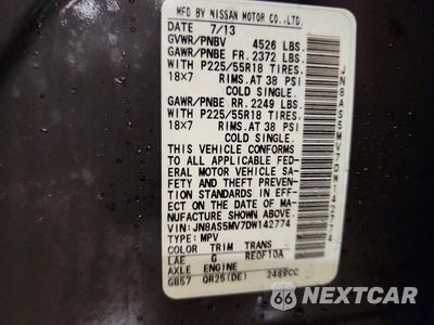 Zdjęcie 13 z 13 samochodu: 2013 NISSAN ROGUE S/SV VIN:JN8AS5MV7DW142774 - miniatura