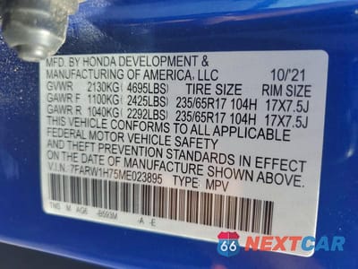 Zdjęcie 12 z 12 samochodu: 2021 HONDA CR-V SE VIN:7FARW1H75ME023895 - miniatura