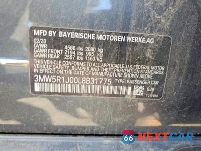 Zdjęcie 12 z 12 samochodu: 2020 BMW 330I VIN:3MW5R1J00L8B31775 - miniatura