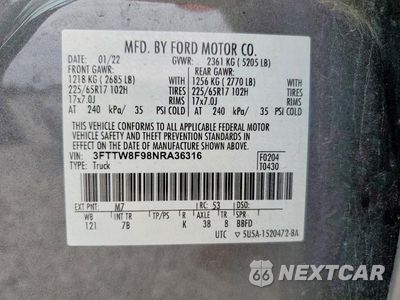 Zdjęcie 12 z 12 samochodu: 2022 FORD MAVERICK XL VIN:3FTTW8F98NRA36316 - miniatura