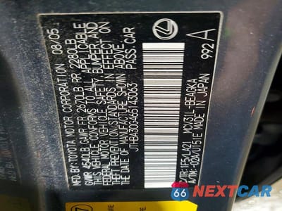 Zdjęcie 13 z 13 samochodu: 2006 LEXUS ES 330 VIN:JTHBA30G465143063 - miniatura