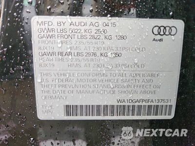 Zdjęcie 13 z 13 samochodu: 2015 AUDI Q5 PREMIUM PLUS VIN:WA1DGAFP6FA137531 - miniatura