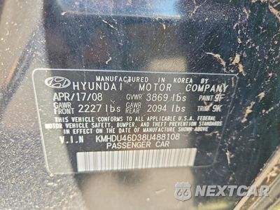 Zdjęcie 12 z 12 samochodu: 2008 HYUNDAI ELANTRA VIN:KMHDU46D38U488108 - miniatura