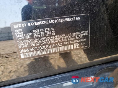 Zdjęcie 12 z 12 samochodu: 2020 BMW 330XI VIN:3MW5R7J02L8B15452 - miniatura