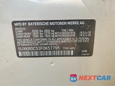 Zdjęcie 13 z 13 samochodu: 2015 BMW X5 XDRIVE35I VIN:5UXKR0C53F0K57795 - miniatura
