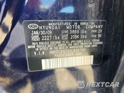 Zdjęcie 12 z 12 samochodu: 2009 HYUNDAI ELANTRA GLS VIN:KMHDU46D99U690789 - miniatura