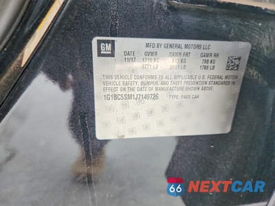 Zdjęcie 12 z 12 samochodu: 2018 CHEVROLET CRUZE LS VIN:1G1BC5SM1J7149726 - miniatura