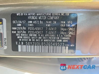 Zdjęcie 12 z 12 samochodu: 2018 HYUNDAI SANTA FE SPORT VIN:5XYZU3LB5JG549523 - miniatura