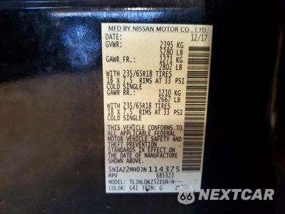 Zdjęcie 12 z 12 samochodu: 2018 NISSAN MURANO SV VIN:5N1AZ2MH0JN114375 - miniatura