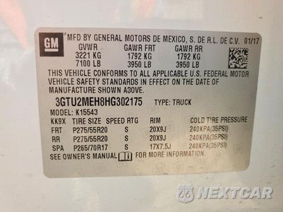 Zdjęcie 12 z 12 samochodu: 2017 GMC SIERRA K1500 SLE VIN:3GTU2MEH8HG302175 - miniatura