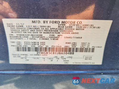 Zdjęcie 13 z 13 samochodu: 2018 FORD FLEX SEL VIN:2FMGK5C81JBA10488 - miniatura
