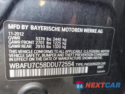 Zdjęcie 12 z 12 samochodu: 2013 BMW 535 XI VIN:WBAFU7C58DDU72554 - miniatura