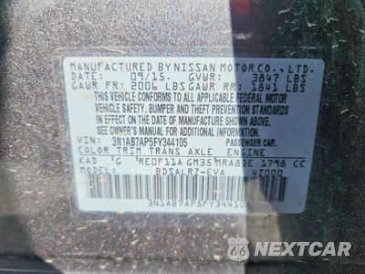Zdjęcie 13 z 13 samochodu: 2015 NISSAN SENTRA SR VIN:3N1AB7AP5FY344105 - miniatura