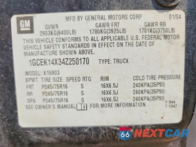 Zdjęcie 12 z 12 samochodu: 2004 CHEVROLET SILVERADO K1500 VIN:1GCEK14X34Z250170 - miniatura