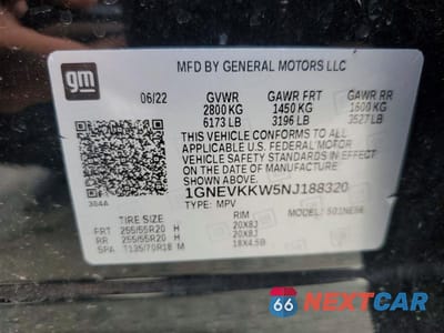 Zdjęcie 13 z 13 samochodu: 2022 CHEVROLET TRAVERSE PREMIER VIN:1GNEVKKW5NJ188320 - miniatura