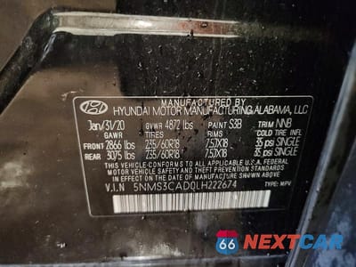 Zdjęcie 14 z 14 samochodu: 2020 HYUNDAI SANTA FE SEL VIN:5NMS3CAD0LH222674 - miniatura