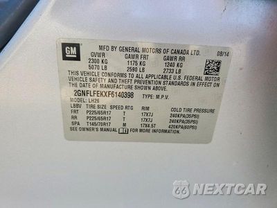 Zdjęcie 13 z 13 samochodu: 2015 CHEVROLET EQUINOX LT VIN:2GNFLFEKXF6140398 - miniatura