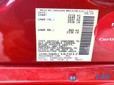 Zdjęcie 13 z 13 samochodu: 2020 NISSAN ALTIMA SV VIN:1N4BL4DW8LC167012 - miniatura