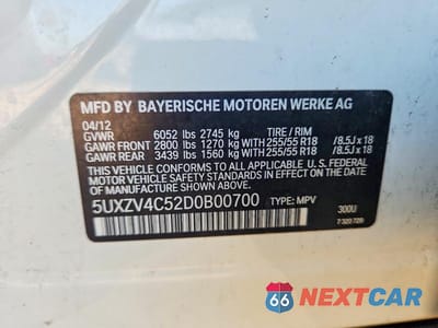 Zdjęcie 13 z 13 samochodu: 2013 BMW X5 XDRIVE35I VIN:5UXZV4C52D0B00700 - miniatura