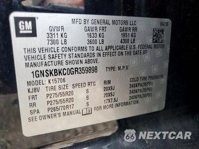 Zdjęcie 13 z 13 samochodu: 2016 CHEVROLET TAHOE K1500 LT VIN:1GNSKBKC0GR359898 - miniatura