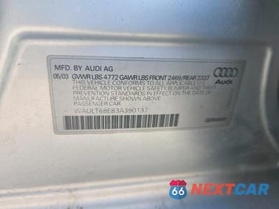 Zdjęcie 12 z 12 samochodu: 2003 AUDI A4 3.0 QUATTRO VIN:WAULT68E83A390137 - miniatura