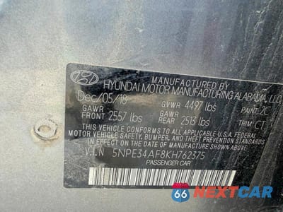Zdjęcie 10 z 14 samochodu: 2019 HYUNDAI SONATA LIMITED VIN:5NPE34AF8KH762375 - miniatura