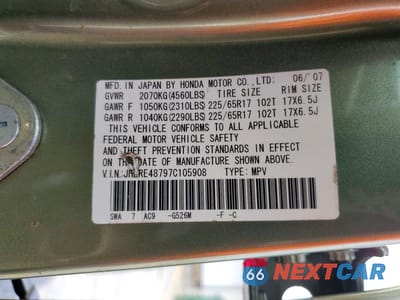 Zdjęcie 13 z 13 samochodu: 2007 HONDA CR-V EXL VIN:JHLRE48797C105908 - miniatura