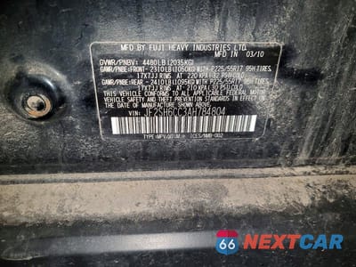 Zdjęcie 13 z 13 samochodu: 2010 SUBARU FORESTER 2.5X PREMIUM VIN:JF2SH6CC3AH784804 - miniatura