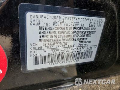 Zdjęcie 13 z 13 samochodu: 2019 NISSAN SENTRA SV VIN:3N1AB7AP7KY247188 - miniatura