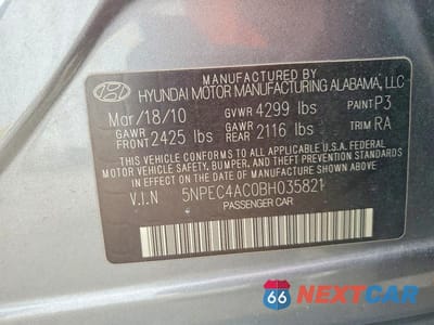 Zdjęcie 13 z 13 samochodu: 2011 HYUNDAI SONATA SE VIN:5NPEC4AC0BH035821 - miniatura